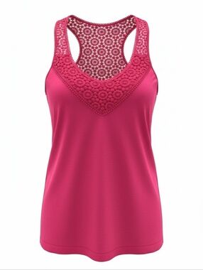 New Mix Red Crochet-Back Tank Top